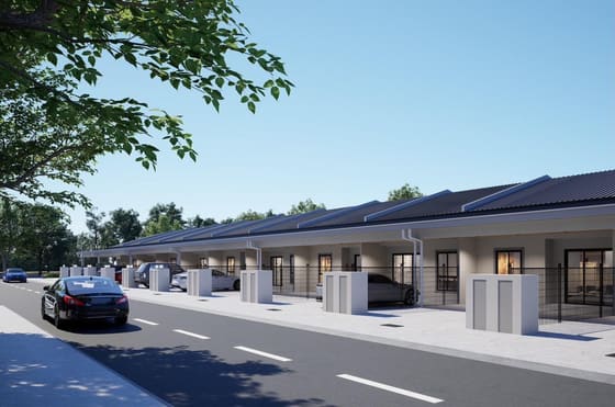 Developer rendering of single-storey cluster homes at Harmony Residence, Tuaran